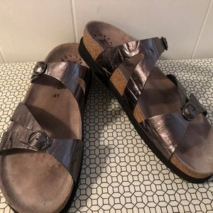 Like New Mephisto Hannel Grey Metallic Slide